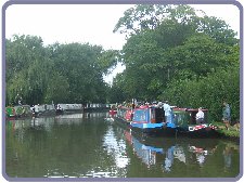 Boats moored near to the lift bridge