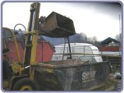 Fork lift removed pontoon to skip